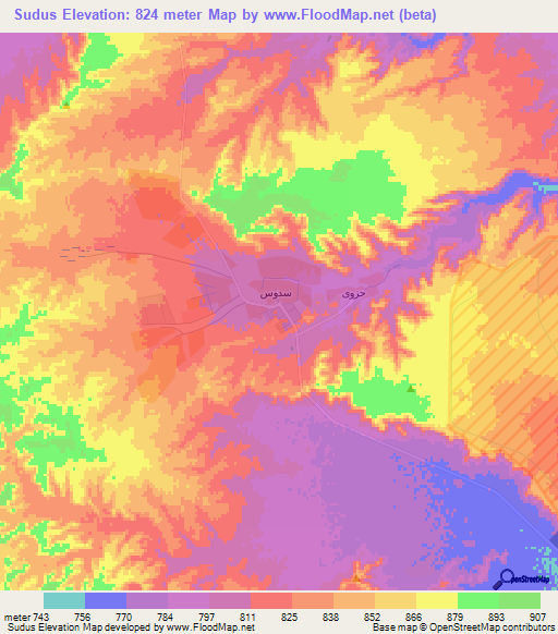 Sudus,Saudi Arabia Elevation Map