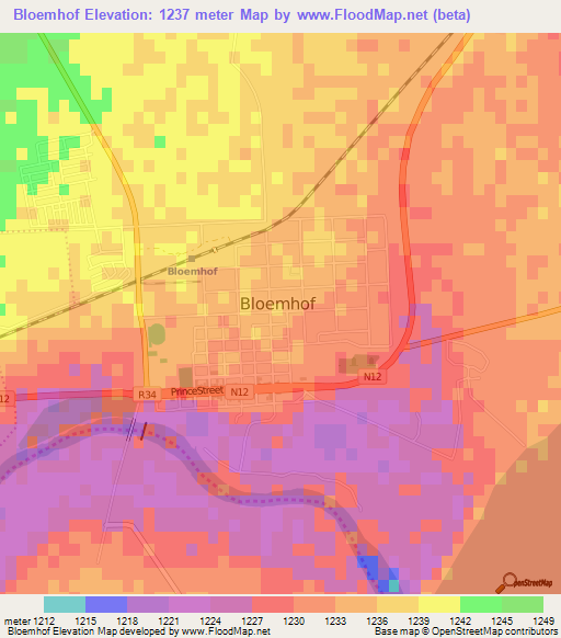 Bloemhof,South Africa Elevation Map