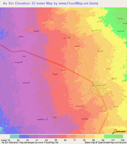 As Sirr,Saudi Arabia Elevation Map