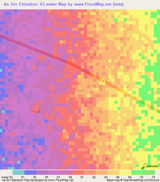 As Sirr,Saudi Arabia Elevation Map