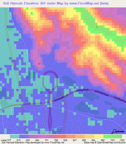 Sidi Hamzah,Saudi Arabia Elevation Map