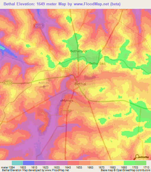 Bethal,South Africa Elevation Map