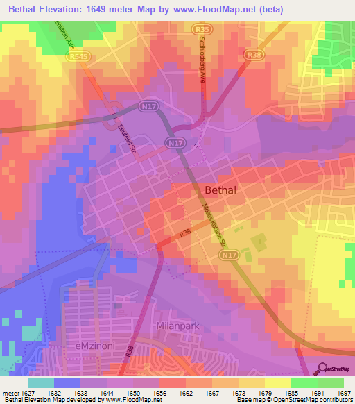 Bethal,South Africa Elevation Map