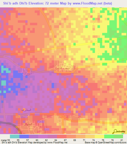 Shi`b adh Dhi'b,Saudi Arabia Elevation Map