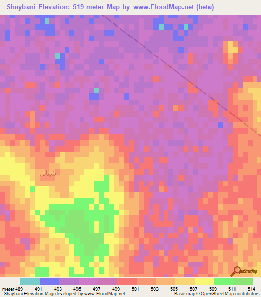 Shaybani,Saudi Arabia Elevation Map