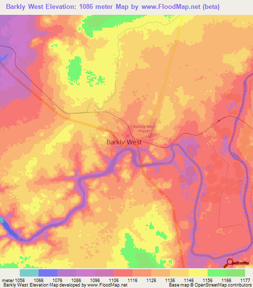 Barkly West,South Africa Elevation Map