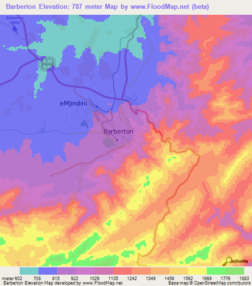 Barberton,South Africa Elevation Map