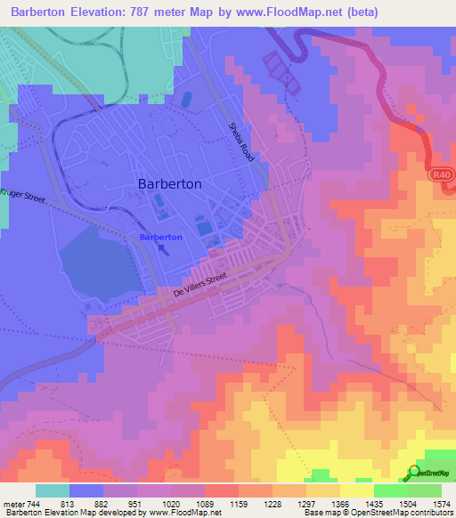 Barberton,South Africa Elevation Map