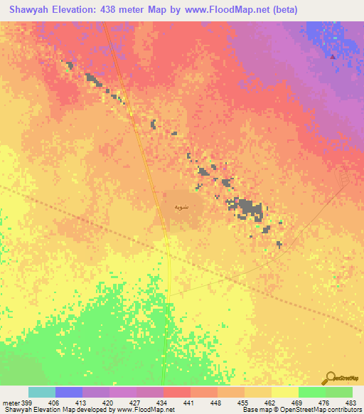 Shawyah,Saudi Arabia Elevation Map