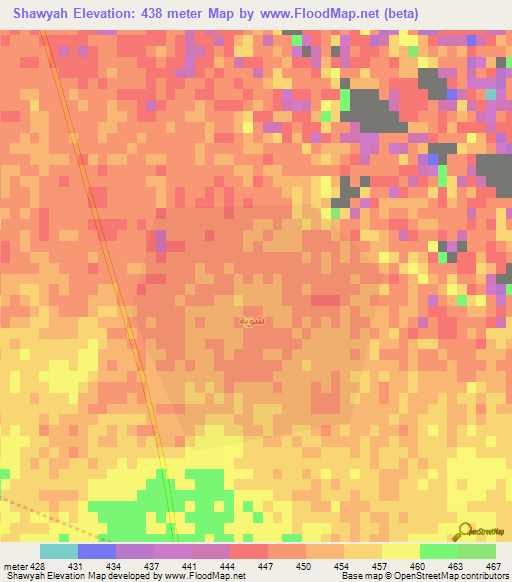 Shawyah,Saudi Arabia Elevation Map