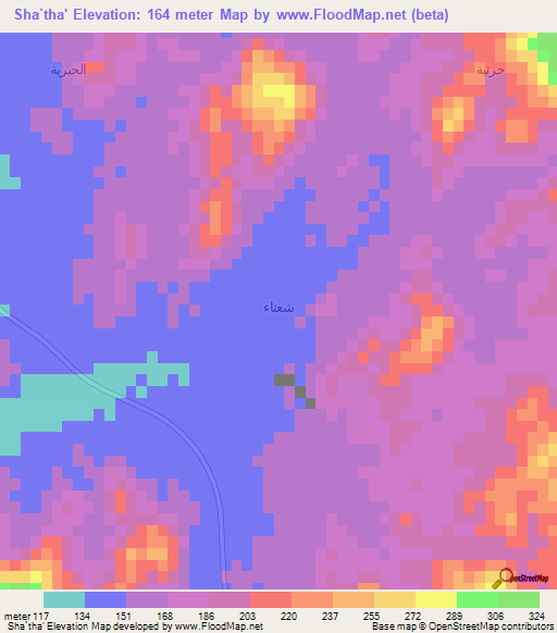 Sha`tha',Saudi Arabia Elevation Map