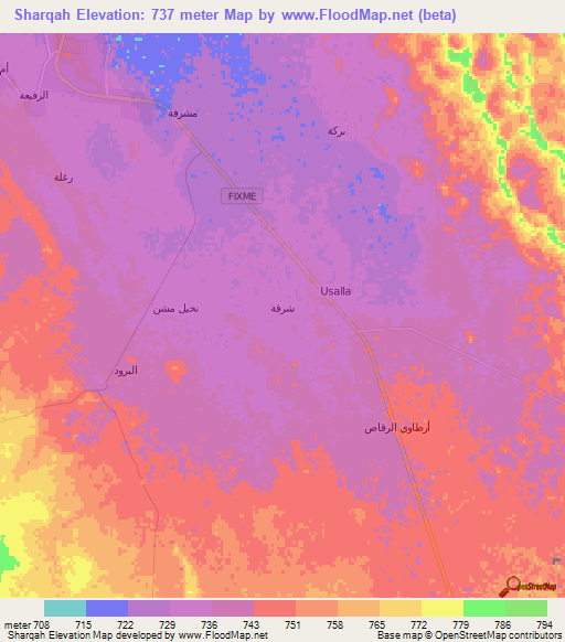 Sharqah,Saudi Arabia Elevation Map