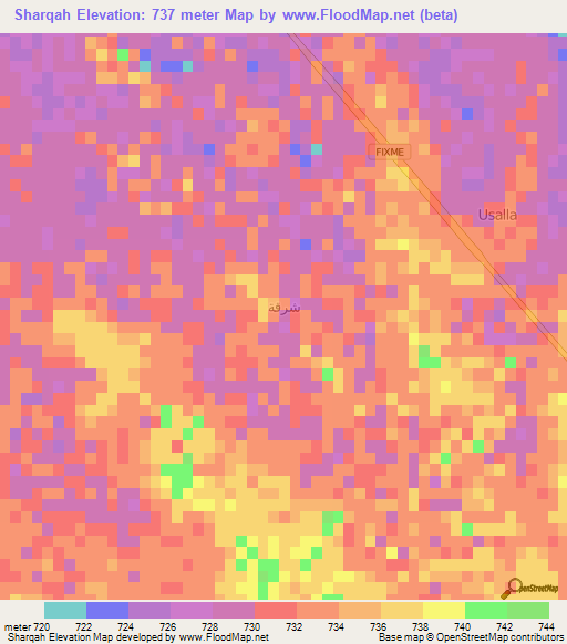 Sharqah,Saudi Arabia Elevation Map