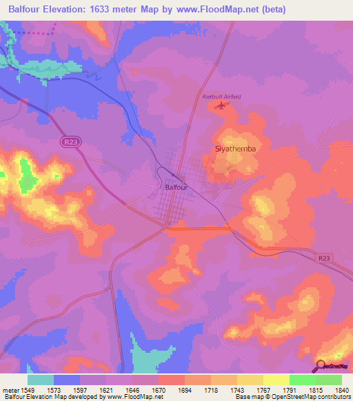 Balfour,South Africa Elevation Map