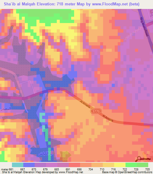 Sha`ib al Malqah,Saudi Arabia Elevation Map