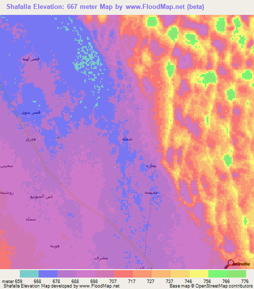 Shafalla,Saudi Arabia Elevation Map