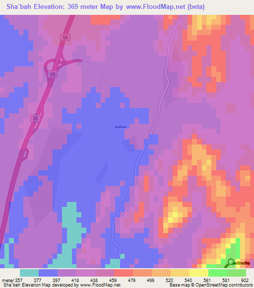 Sha`bah,Saudi Arabia Elevation Map