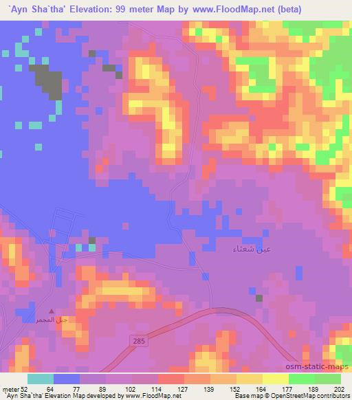 `Ayn Sha`tha',Saudi Arabia Elevation Map