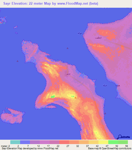 Sayr,Saudi Arabia Elevation Map