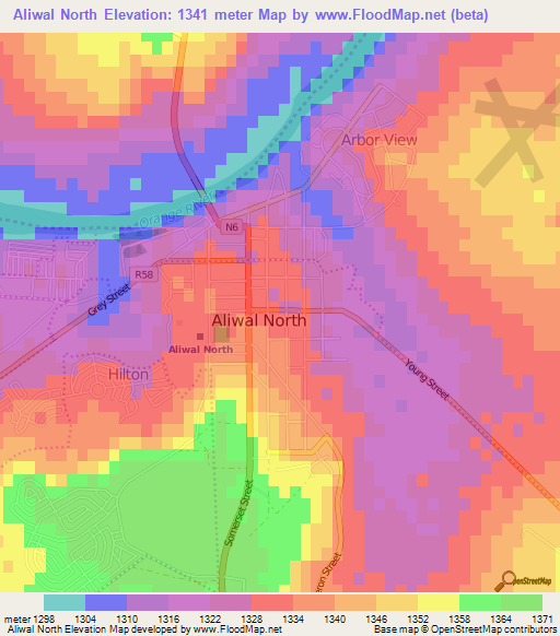 Aliwal North,South Africa Elevation Map