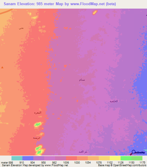 Sanam,Saudi Arabia Elevation Map