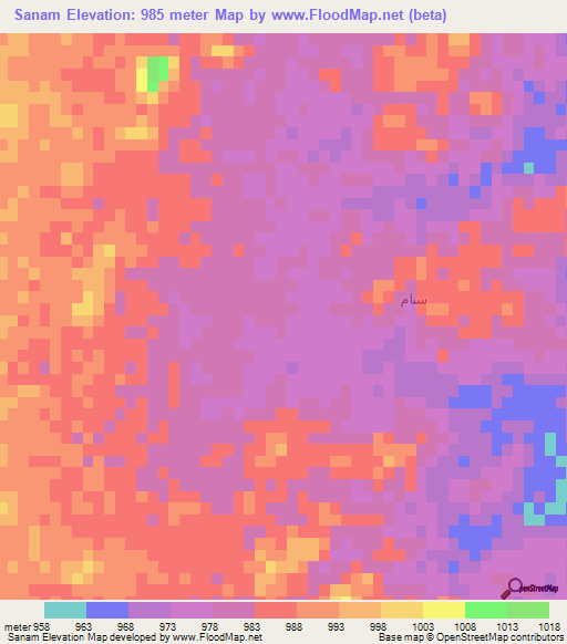 Sanam,Saudi Arabia Elevation Map