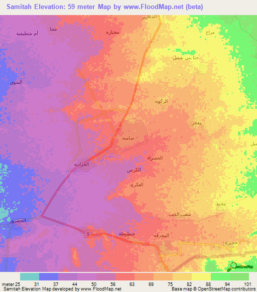 Samitah,Saudi Arabia Elevation Map