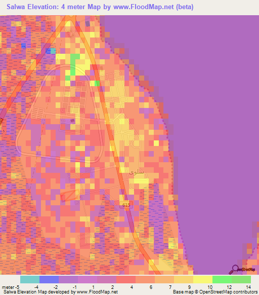 Salwa,Saudi Arabia Elevation Map