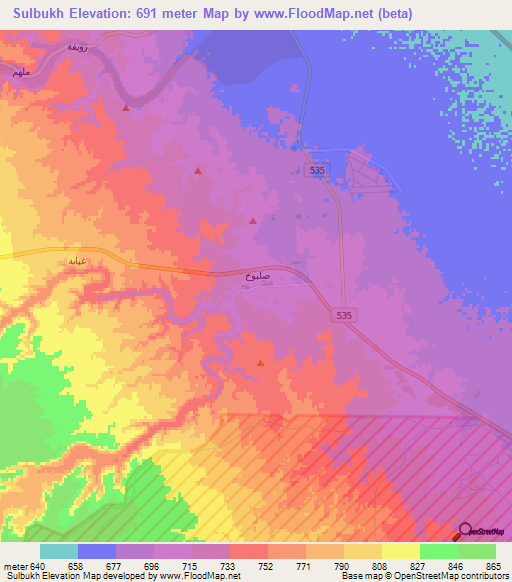 Sulbukh,Saudi Arabia Elevation Map