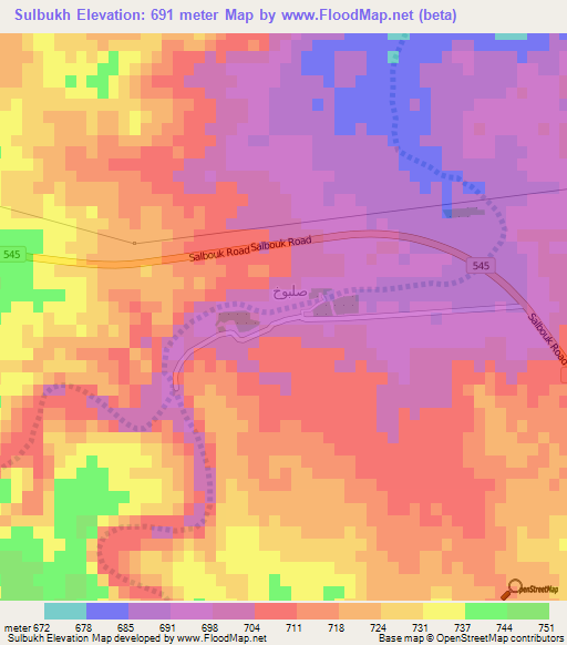 Sulbukh,Saudi Arabia Elevation Map