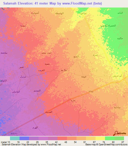 Salamah,Saudi Arabia Elevation Map