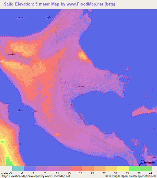 Sajid,Saudi Arabia Elevation Map