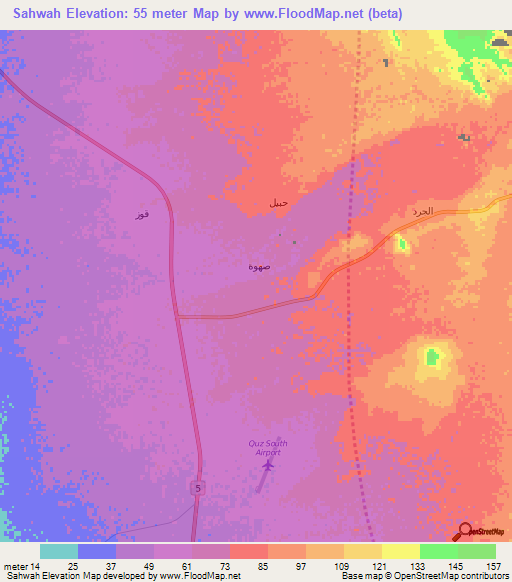 Sahwah,Saudi Arabia Elevation Map