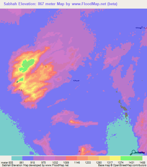 Sabhah,Saudi Arabia Elevation Map