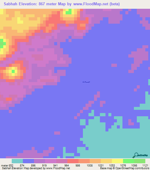 Sabhah,Saudi Arabia Elevation Map