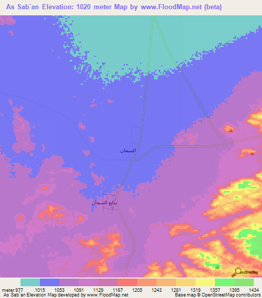 As Sab`an,Saudi Arabia Elevation Map