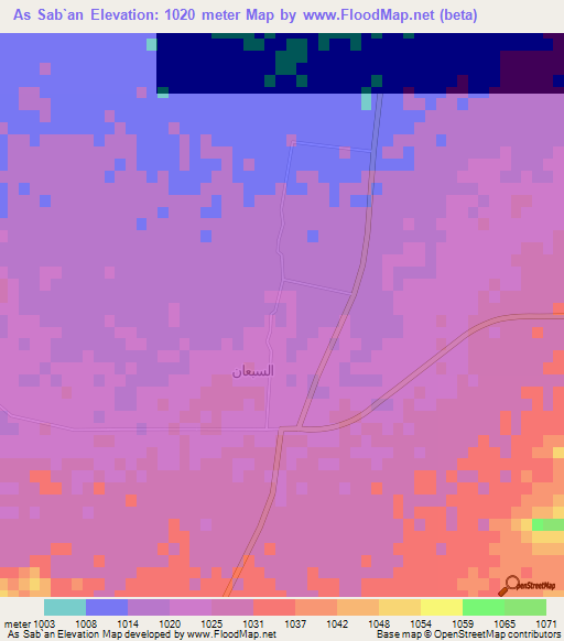 As Sab`an,Saudi Arabia Elevation Map