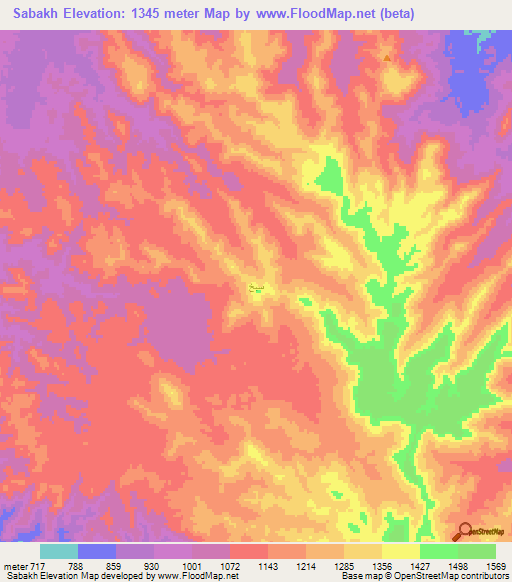 Sabakh,Saudi Arabia Elevation Map