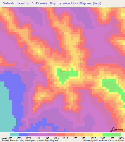 Sabakh,Saudi Arabia Elevation Map