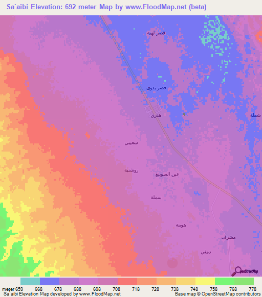 Sa`aibi,Saudi Arabia Elevation Map