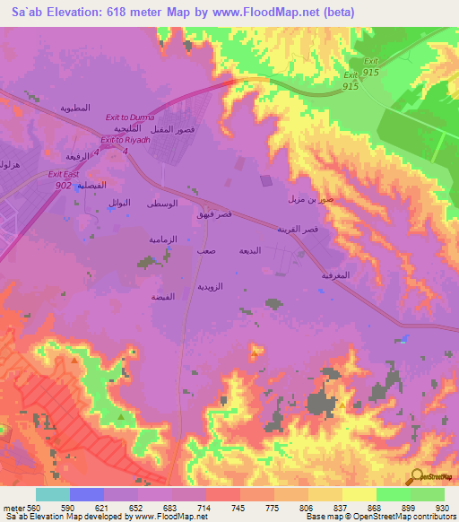 Sa`ab,Saudi Arabia Elevation Map