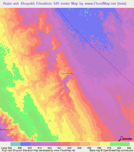 Rujm ash Shuyukh,Saudi Arabia Elevation Map