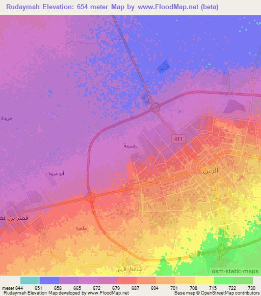 Rudaymah,Saudi Arabia Elevation Map