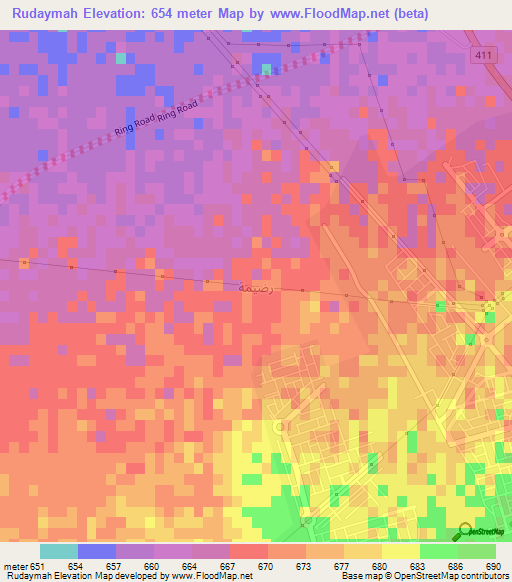 Rudaymah,Saudi Arabia Elevation Map