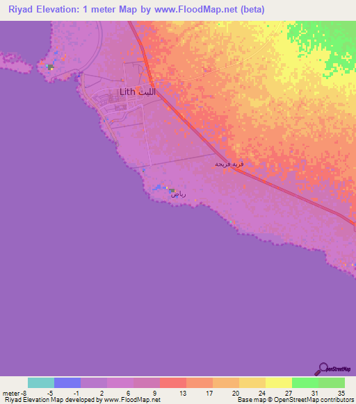 Riyad,Saudi Arabia Elevation Map