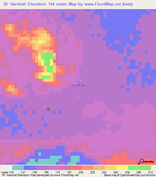 Ri` Harshah,Saudi Arabia Elevation Map