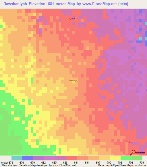 Rawshaniyah,Saudi Arabia Elevation Map