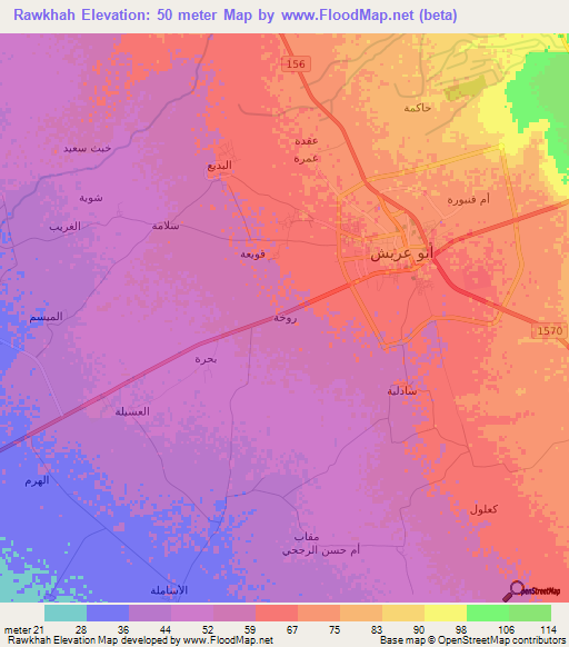 Rawkhah,Saudi Arabia Elevation Map