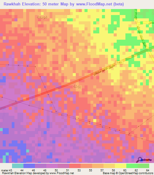 Rawkhah,Saudi Arabia Elevation Map