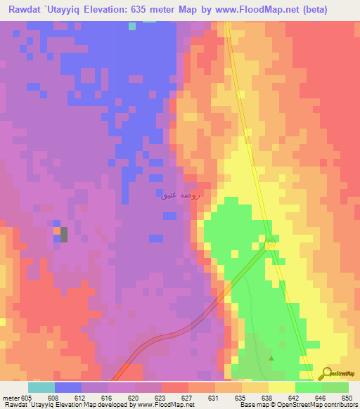 Rawdat `Utayyiq,Saudi Arabia Elevation Map